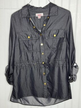 BONGO Black Shirt with Gold-Tone Snap